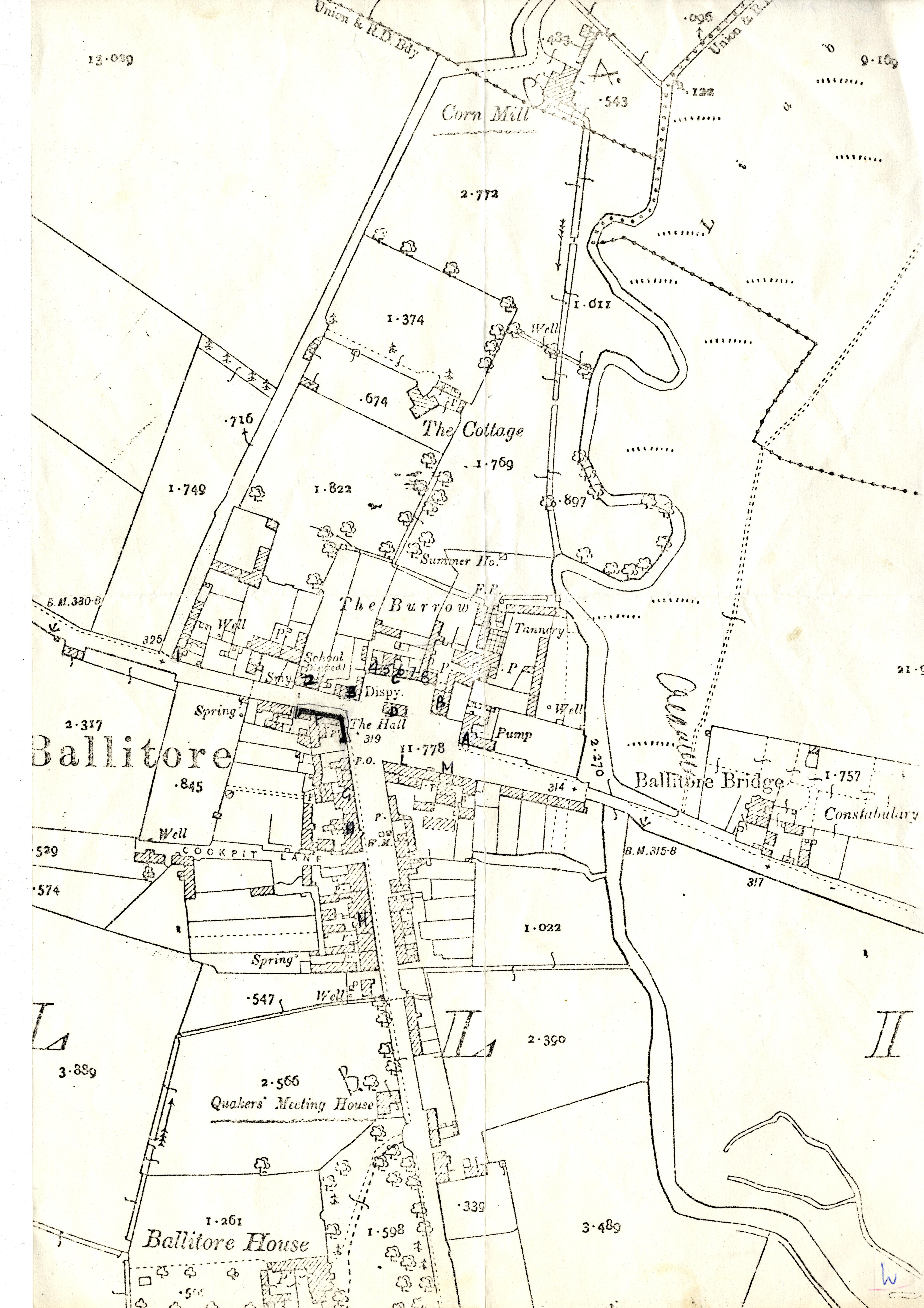 Wm Ballitore Village Centre Map No. 3 (numbered   Annotated) 